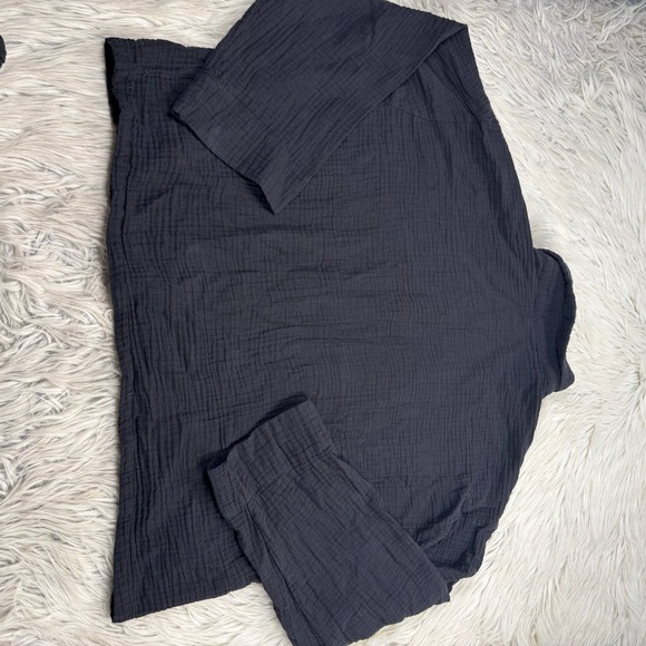 H&M Women's M Black Gauze Cotton Pant Shirt Set Beach Boho Resort - Picture 4 of 6